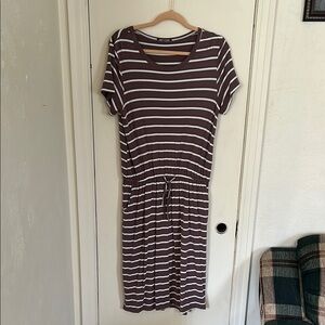 Brown Striped Casual Dress